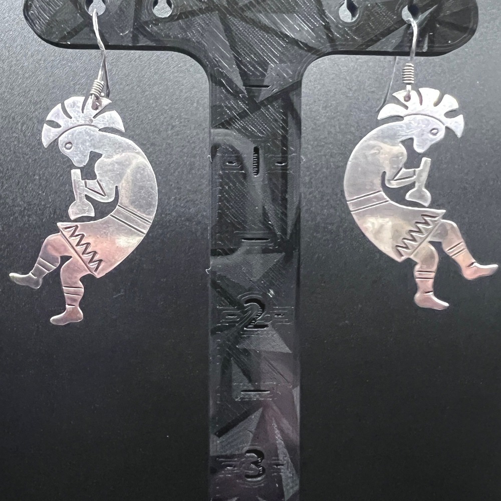 Vintage Sterling‎ Silver 925 Kokopelli Earrings Southwestern 2" 5g